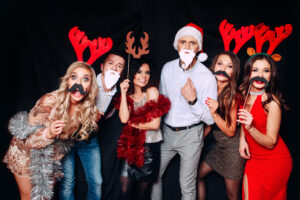Group of friends at club having fun. New year's party